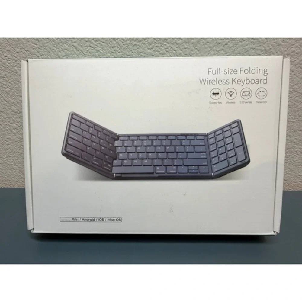 Samsers KF06 Full-size Folding Wireless Keyboard Bluetooth Triple-fold Black‎